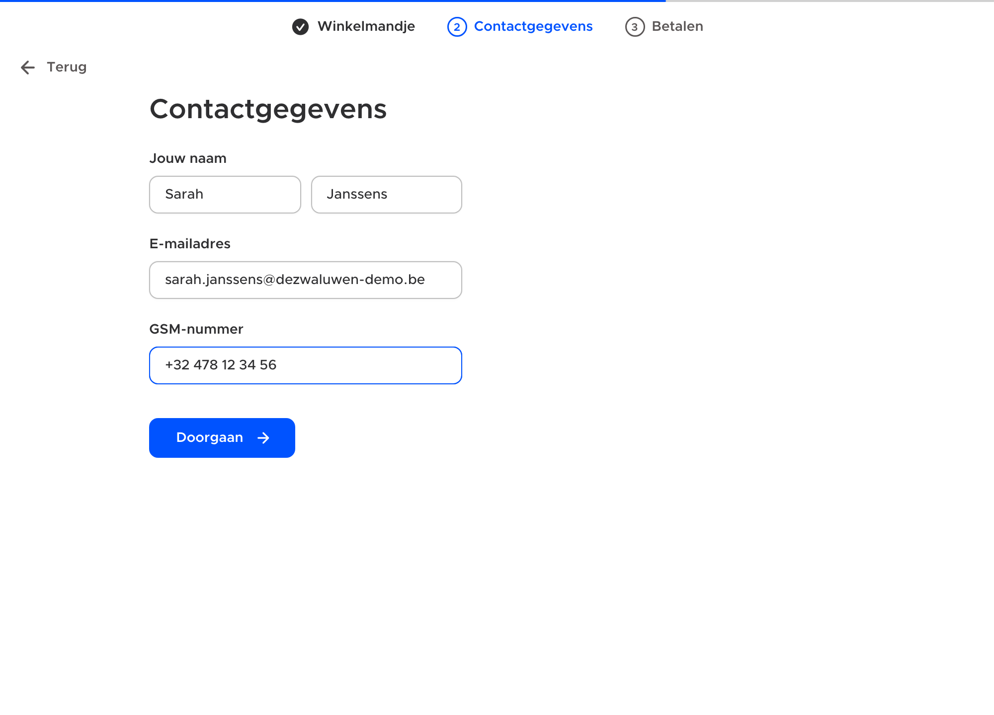 De gegevens van de besteller worden één keer per bestelling gevraagd.