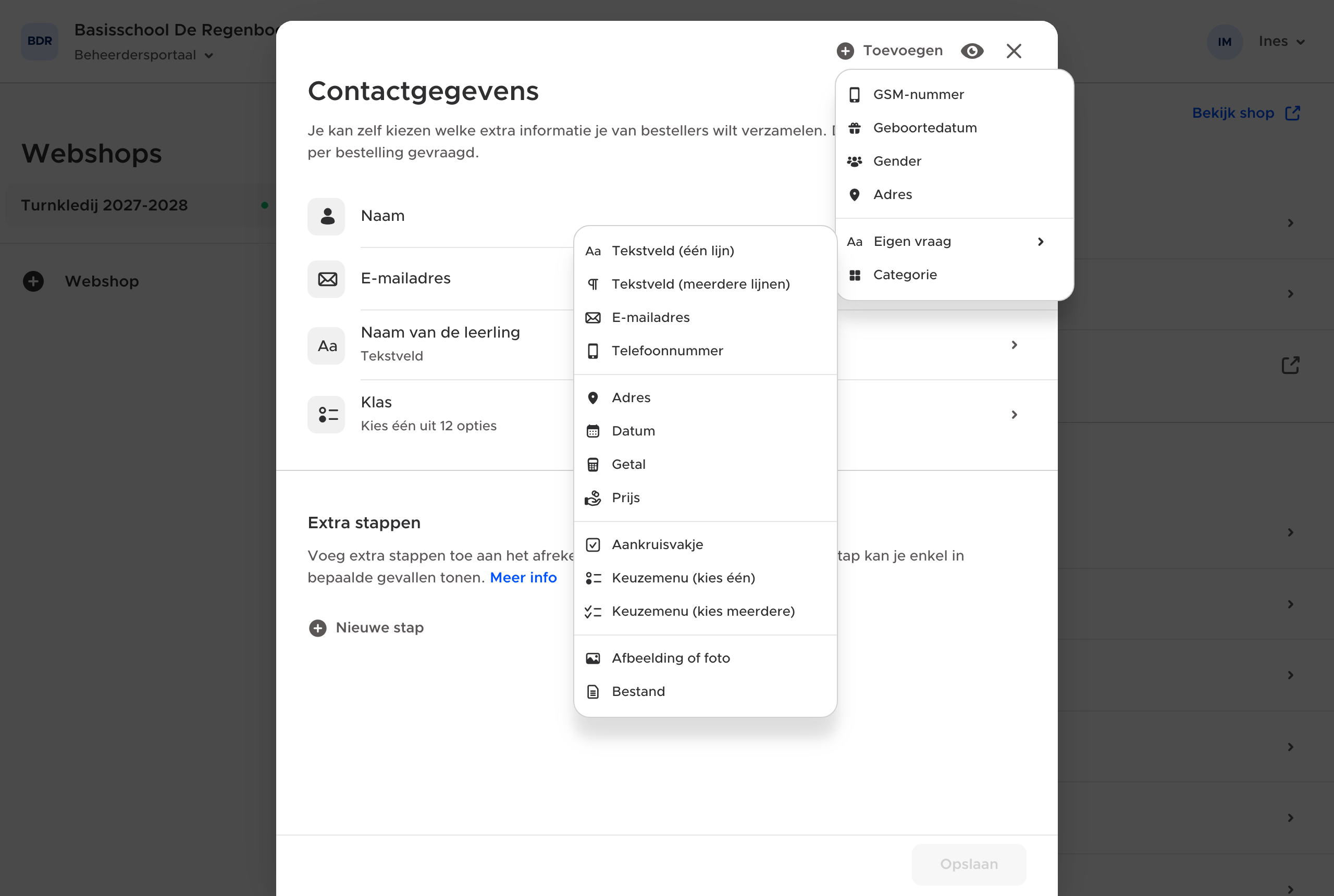 Onder ‘Eigen vraag’ kies je het type vraag.